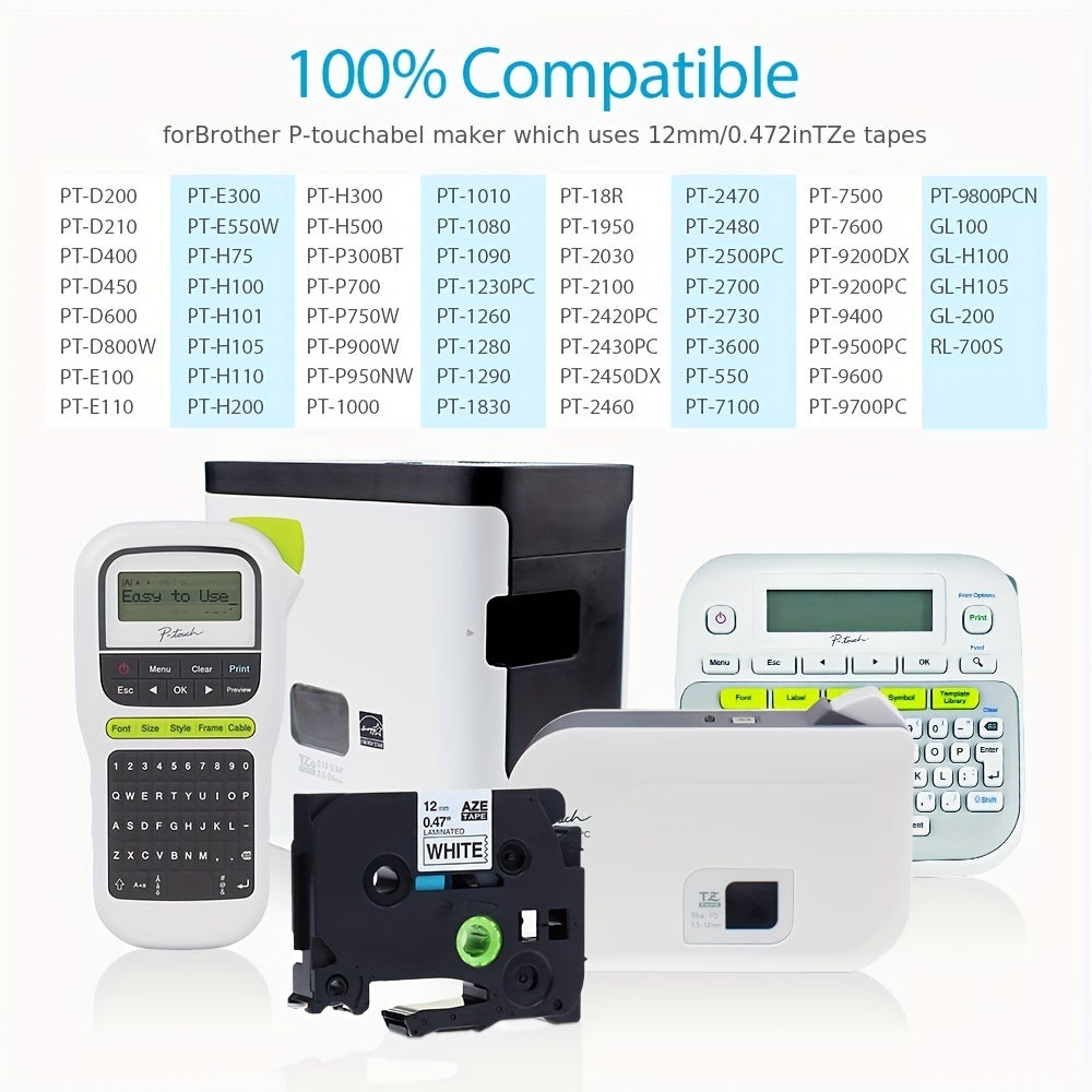 """""""Brother P-Touch Label Tape 6-Pack - Includes TZe-231, TZe-131, TZe-MQF31, TZe-MQ531, TZe-MQE31, TZe-MQY31, TZe-MQG31 - Laminated, 12mm, 0.47"""""""" - Compatible with PT-D210 and PT-H110 - Durable and Long-Lasting Labels"""""""