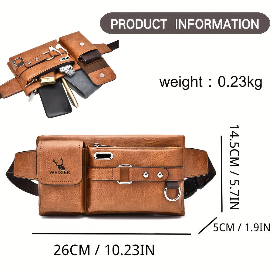 A set of unisex women's waist bag, chest bag, crossbody bag, single shoulder bag, PU wear-resistant fabric, bag texture, commuting bag, new business weekend overnight bag