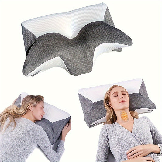 1pc Cervical Memory Foam Pillow, Contour Pillows For Neck And Shoulder Pain, Ergonomic Orthopedic Sleeping Contoured Support Pillow Side Sleepers, Back Stomach Sleepers, Queen Size