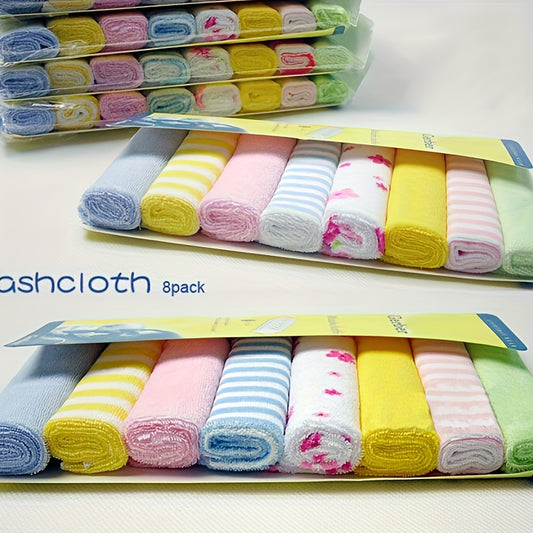 8pcs Baby Soft Cotton Towels, Infant Bath Washcloth, Kids Bath Towels