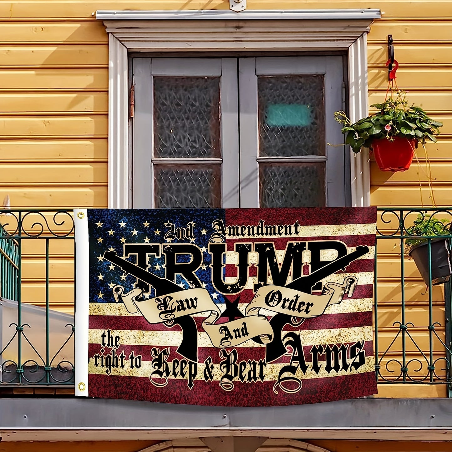 FLAGLINK 90x150 CM Trump Law and Order 2nd Amendment Guns Flag The Rights to Keep Bear Arms Flags