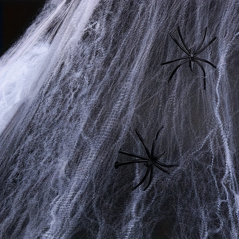 Stretchable Polyester Blend Spider Web Decorations – No Electricity Needed, Perfect for Halloween and Party Supplies