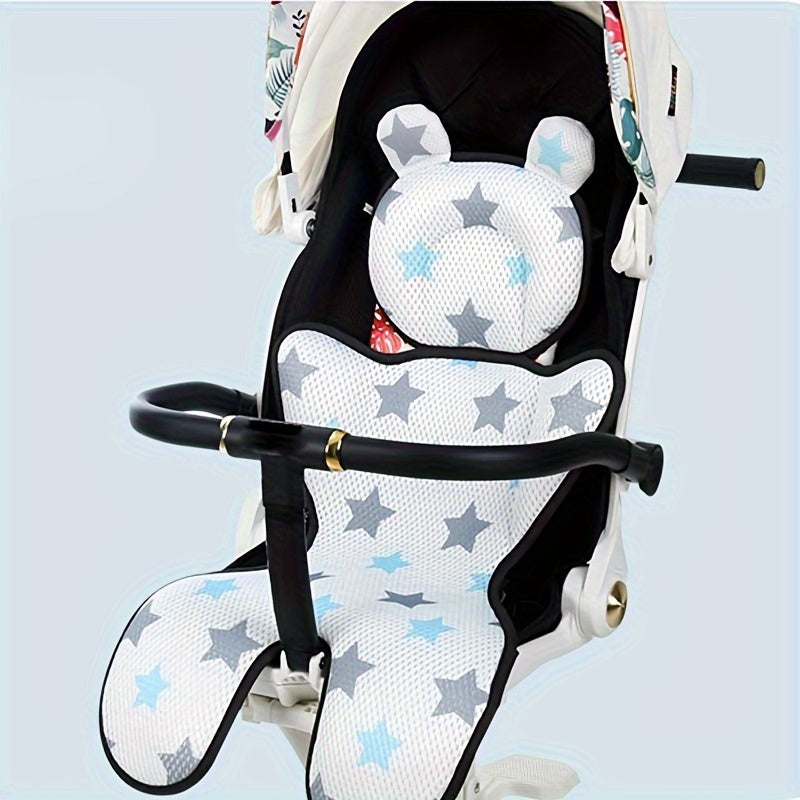 Cute Cartoon Pattern Cushion For Strollers, Car Seats, And High Chairs, Sweat-absorbing And Breathable Stroller Cushion