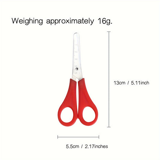 Dobeli Round Head Stainless Steel Student Children's Shear Household DIY Handmade Paper Cutter Safety Ruler Scissors with Scale