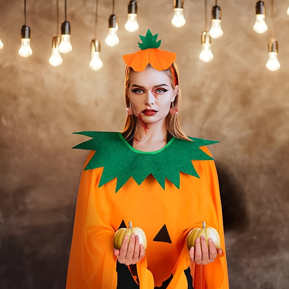 Festive Adult Pumpkin Costume with Headband and Bag - Perfect for Halloween Parties