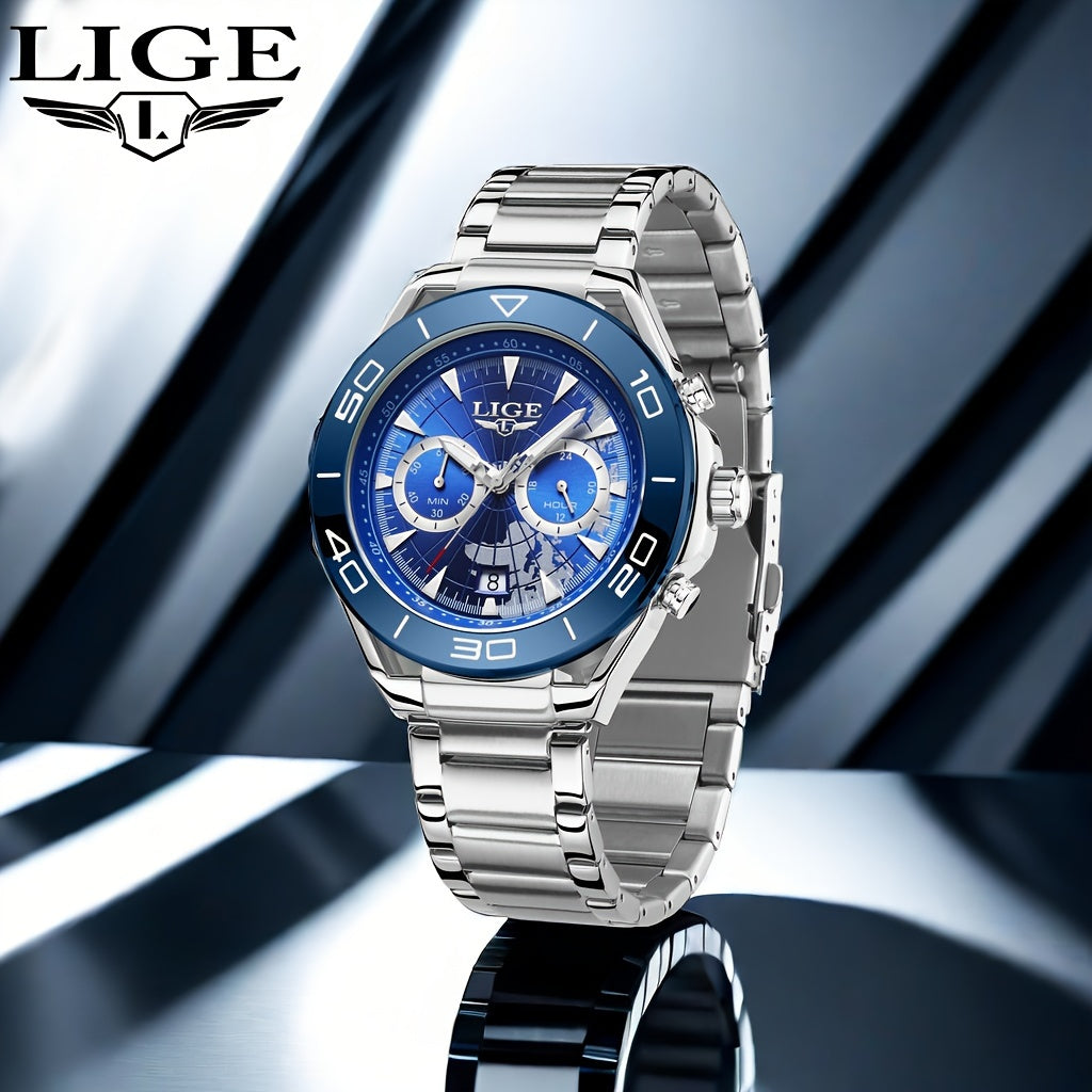 LIGE Student Quartz Watch, Multi Functional Date Chronograph Luminous Watch