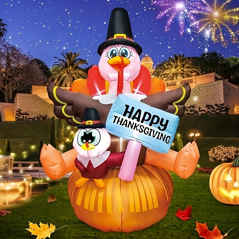 KOOY 6FT Inflatable LED Light Up Turkey For Outdoor Fall Harvest Holiday Thanksgiving Day Decor