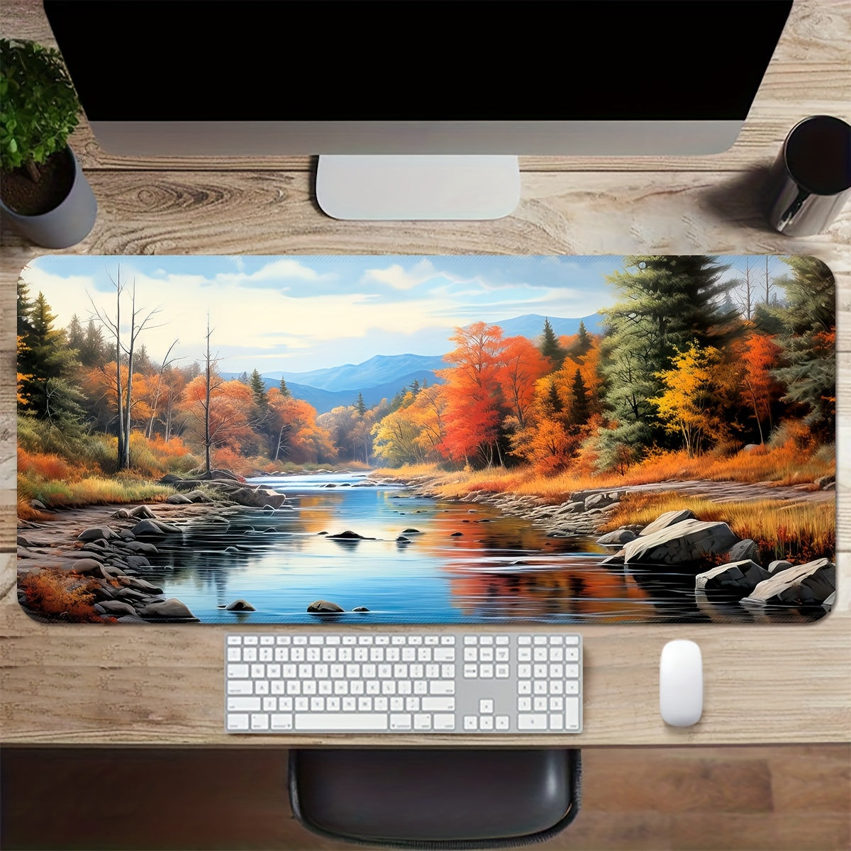 Autumn Scenery Extended Gaming Mouse Pad - Large Rubber Base Mouse Mat with Precision Stitched Edges, Washable Non-Slip Desk Pad for Computer, Office & Home Use