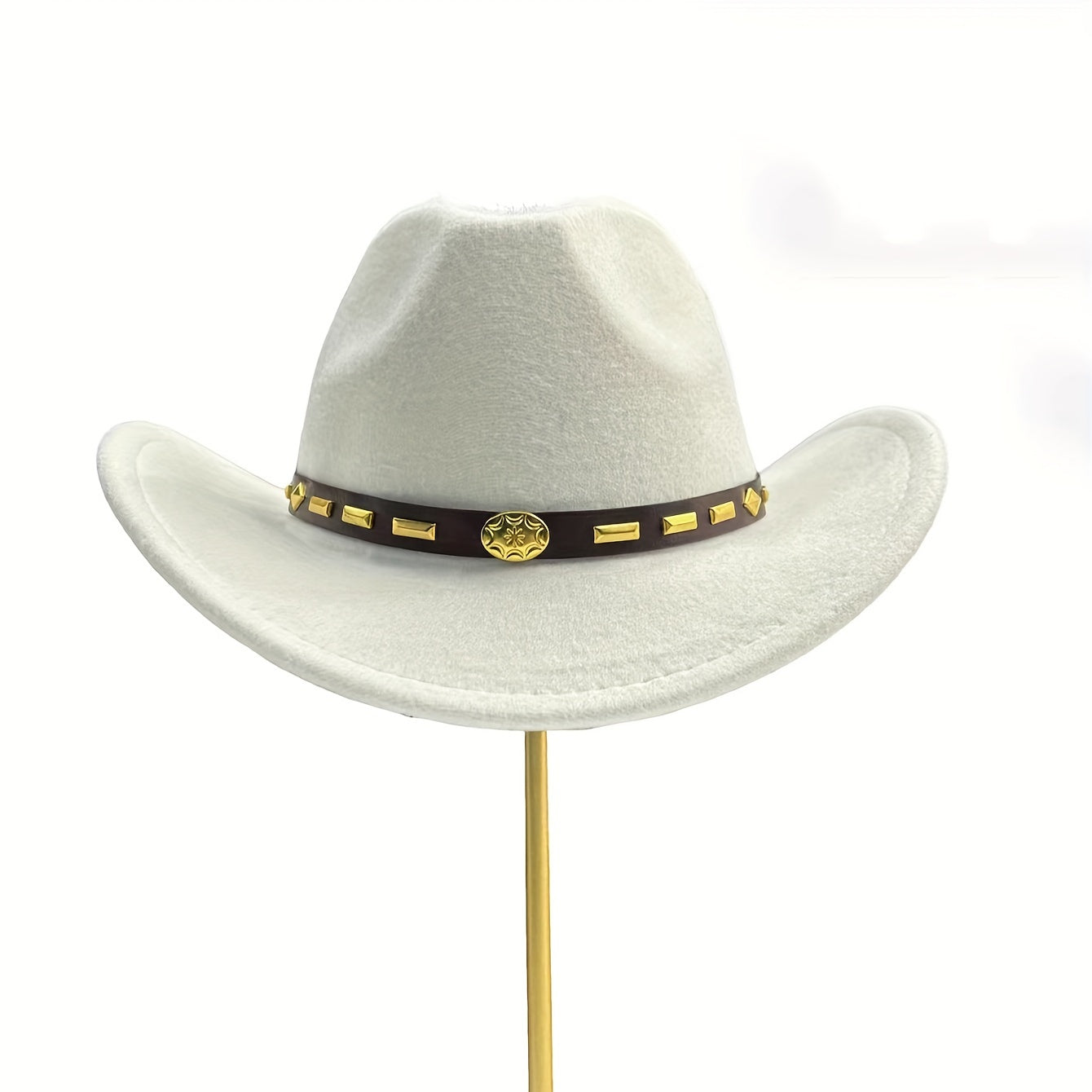 Unisex Felt Cowboy Hat Large Head Circumference, Spring/Summer Season, Western Style Fedora With Rolled Brim, Sun Protection Jazz Hat With Hat Drag And Air Bag Included