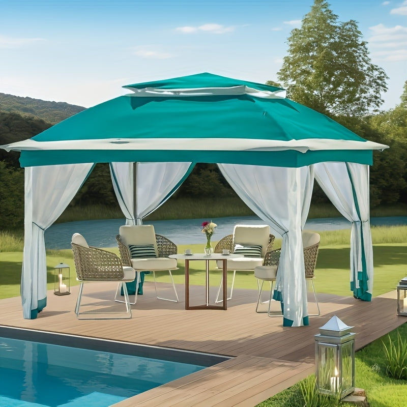 Easy Setup Gazebo, Canopy Tent For Patios, Sidewalls Outdoor Gazebo With Mosquito Netting, Multi-color