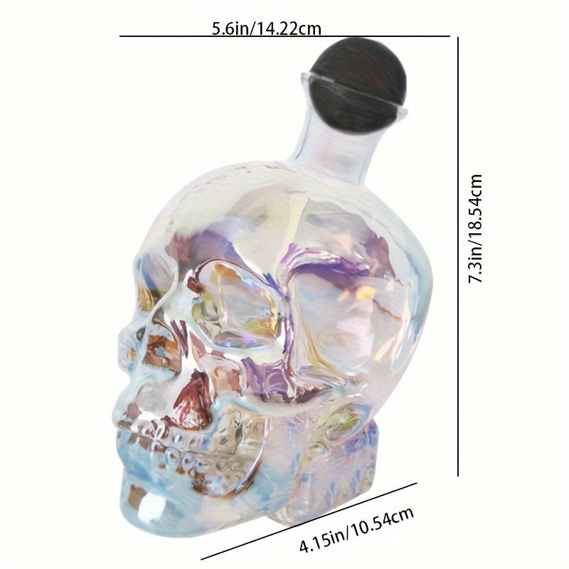 Iridescent Skull-Shaped Glass Decanter With A 26.5-ounce Capacity