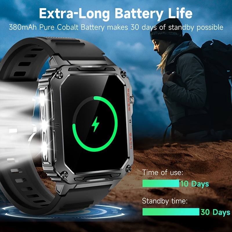 A men's smartwatch with LED lights, wireless call (dial/answer) GPS tracking, multiple sports modes, weather, music. Suitable for both men and women's smartwatches. Festival gifts