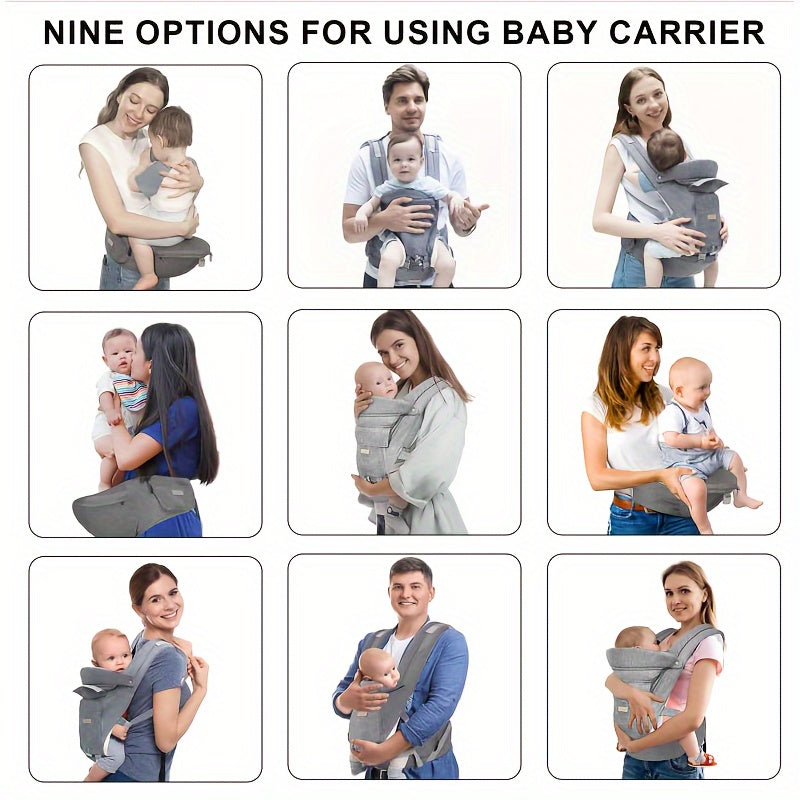 (7-41 Lbs) Baby Carrier With Hip Seat, 6-in-1 Baby Carrier Newborn To Toddler, Head Support And Breathable Mesh, Adjustable Removable Soft Ergonomic Baby Sling Carrierfor Everyday Family Events, Grey, As Halloween, Chrismas Gift