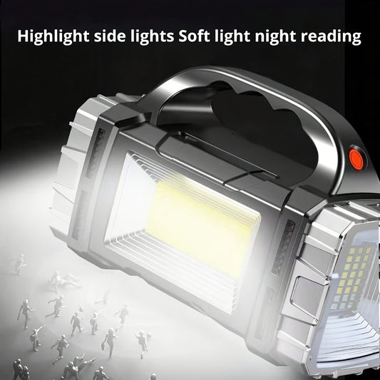 High Power Rechargeable LED Flashlight Multifunctional Portable Light with Side Light Waterproof Multiple Lighting Modes