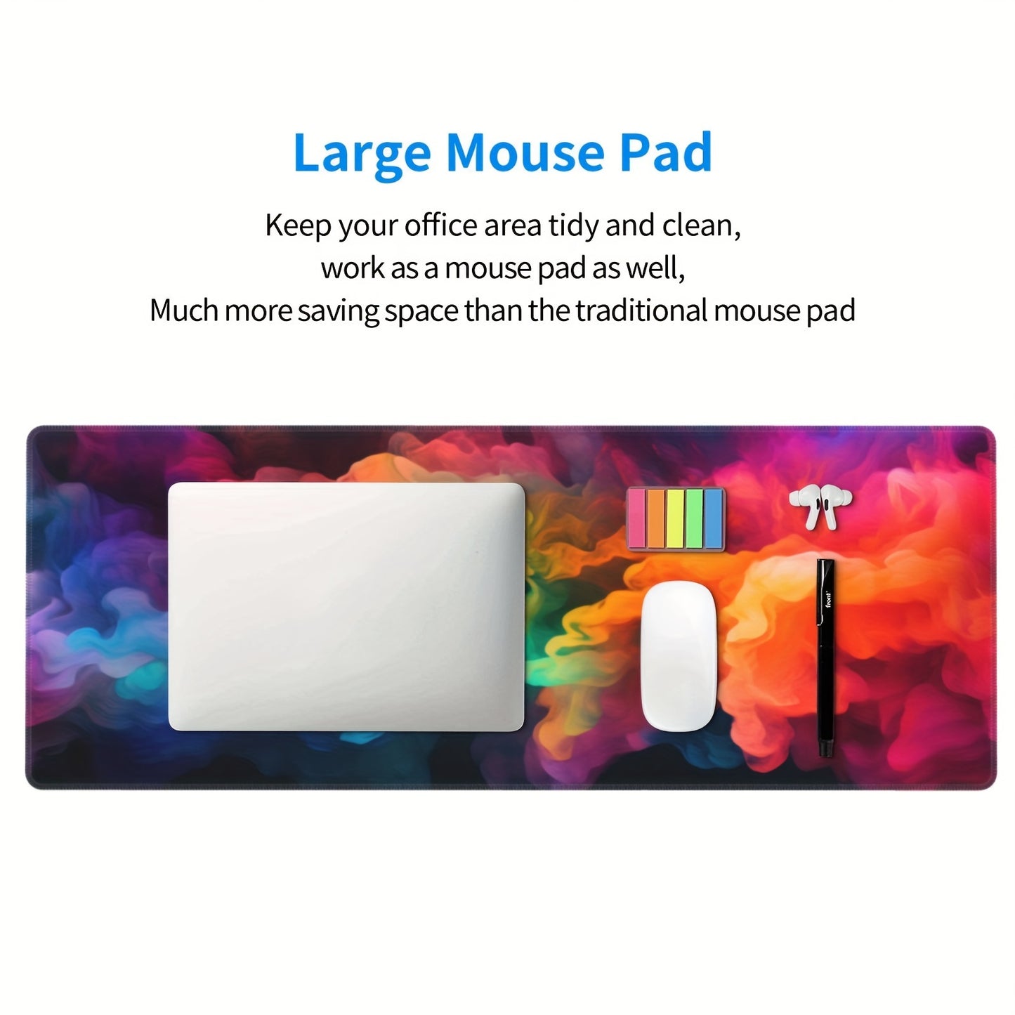 1pc 12*31.5in 3mm large size mouse pad, graffiti tie-dye style, washable non-slip rubber office and gaming computer desk mat, advanced esports mouse pad, Christmas, Halloween and Thanksgiving gifts