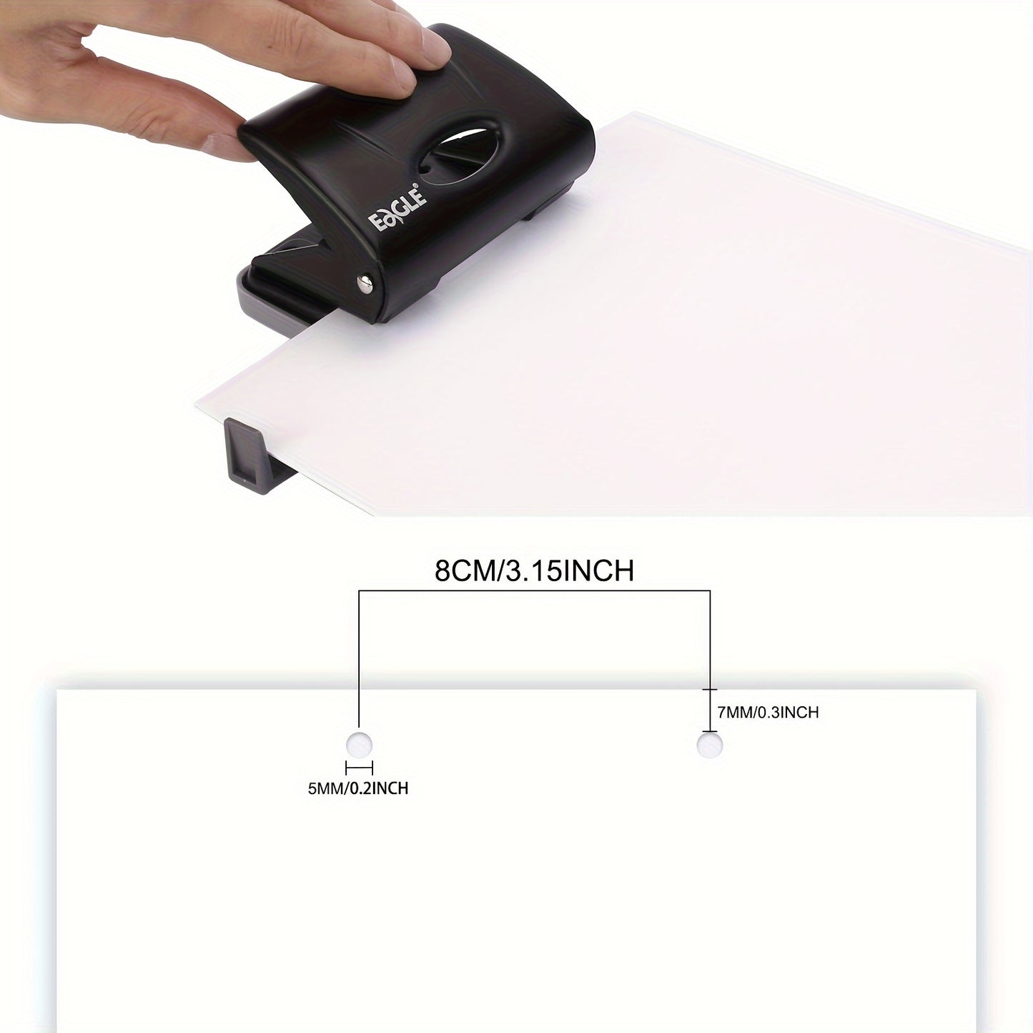 1pc Metal 2-Hole Punch, Hole Puncher With Edge Guide, 15 Sheet Punch Capacity, For School Office Binding, Black