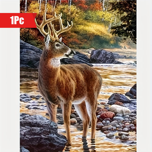 1pc 5D Diamond Art Painting Set, Suitable For Adults And Beginners, Decorative Wall Art Hanging Painting, Deer