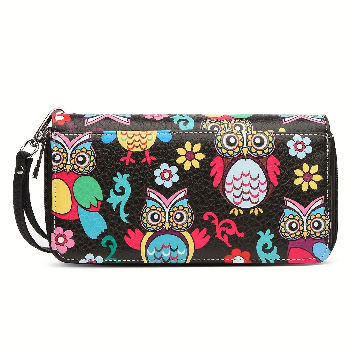 Colorful Owl Flower Western Style Cowgirl Fashion Purse Women Totes Rhinestone Studded Shoulder Bags Wallet Set