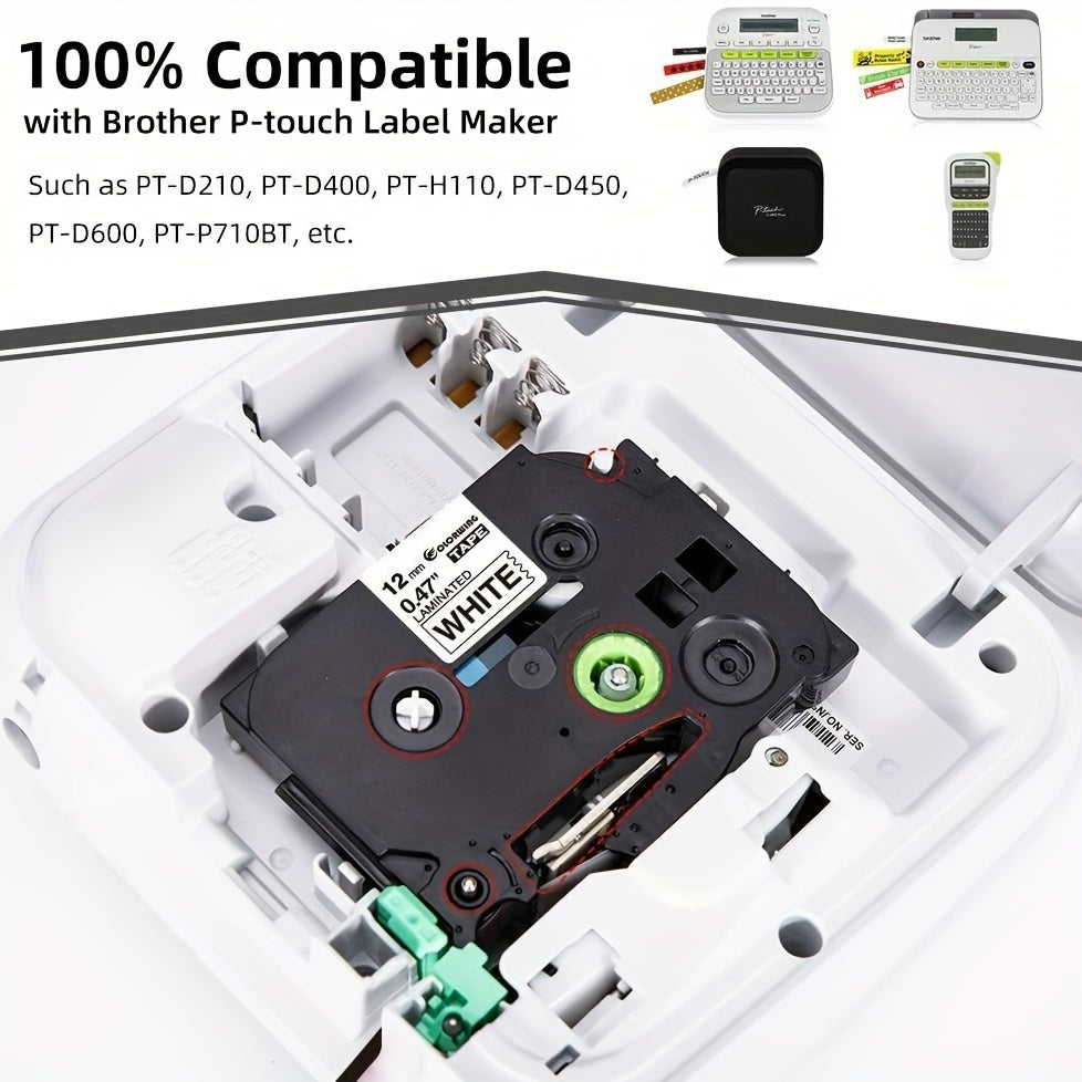 """""""Brother P-Touch Label Tape 6-Pack - Includes TZe-231, TZe-131, TZe-MQF31, TZe-MQ531, TZe-MQE31, TZe-MQY31, TZe-MQG31 - Laminated, 12mm, 0.47"""""""" - Compatible with PT-D210 and PT-H110 - Durable and Long-Lasting Labels"""""""