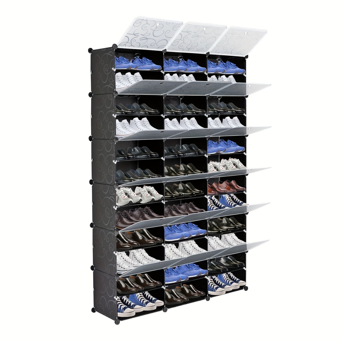 12-Tier Portable 72 Pair Shoe Rack Organizer 36 Grids Tower Shelf Storage Cabinet Stand Expandable for Heels