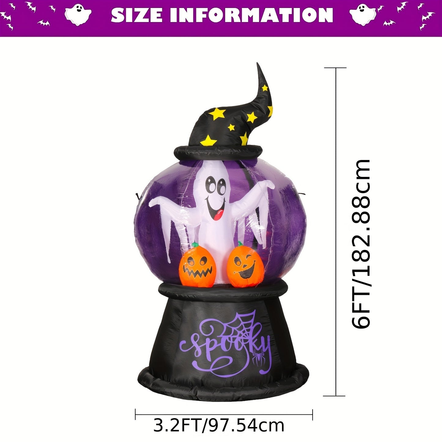 Halloween Inflatables Decorations, 6Ft Tall Inflatable Snow Globe With Ghost Pumpkins, Lighted Blow Up Halloween Decoration For Indoor, Outdoor, Yard, Garden, Holiday, Home