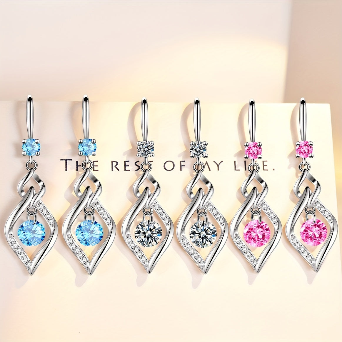 Luxury Rhombus Shape Drop Earrings Inlaid Round Cut zirconia For Women Party Prom Dinner Decor