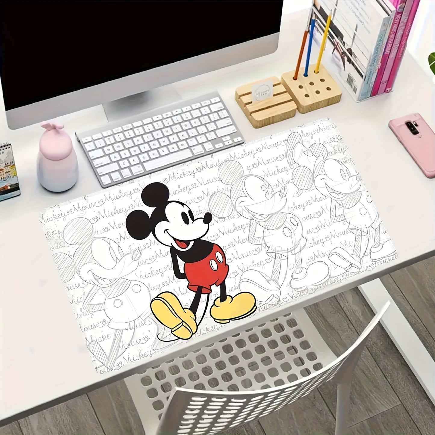 1pc, Authorized,Disney's Mickey Mouse Funny Mouse Pad For Desk,Cute Office Decor,Disney's Non-Slip Rubber Base, Disney's Computer Mouse Pad, Waterproof Multi Functional Mouse Pad For Office