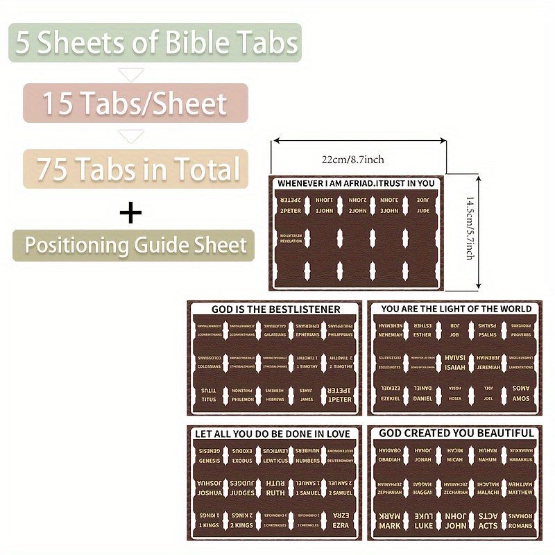 1pc Bible Tabs, Large Print Reposition Stickers, Easy To Read And Apply Bible Tabs For Women And Man (Brown )