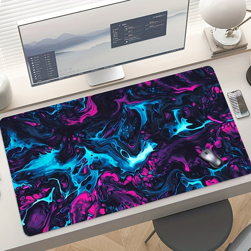 Blue Purple Fluid Large Gaming Mousepad Computer HD Keyboard Pad Mousepad Desktop Pad Natural Rubber Non-slip Office Mousepad Desktop Accessories, Games, Office, Home, Gift For Your Friends