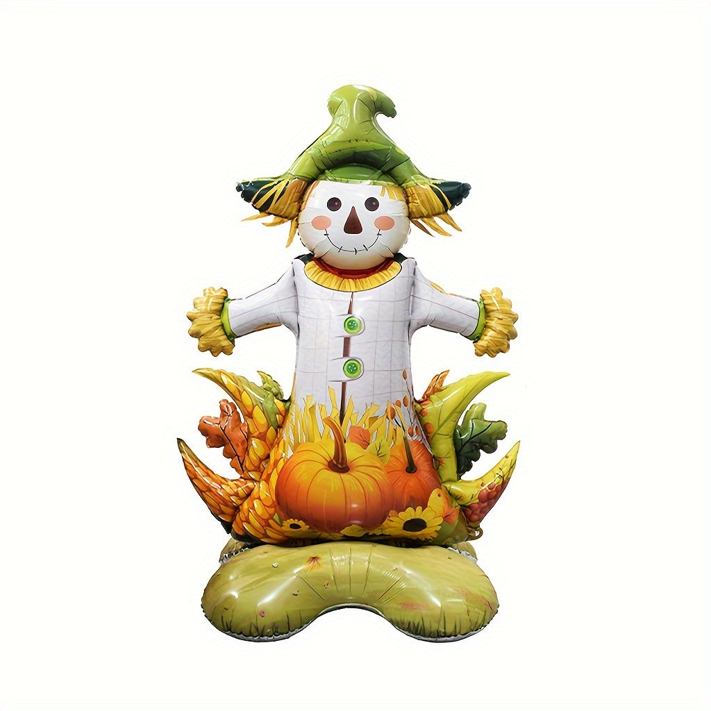 Charming Stand-Up Thanksgiving Balloon - Perfect For Fall & Harvest Decor, Rustic Farmhouse Style With Scarecrow Design, Ideal For Indoor/Outdoor Parties And Home Accents