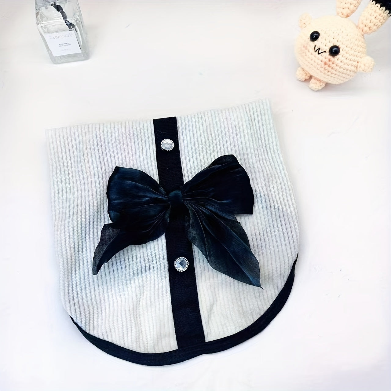 Black Bow Dog Dress And Vest, Striped Pet Clothes With Tulle Accents, Small To Medium Size Dog Outfit For Daily Wear And Special Occasions