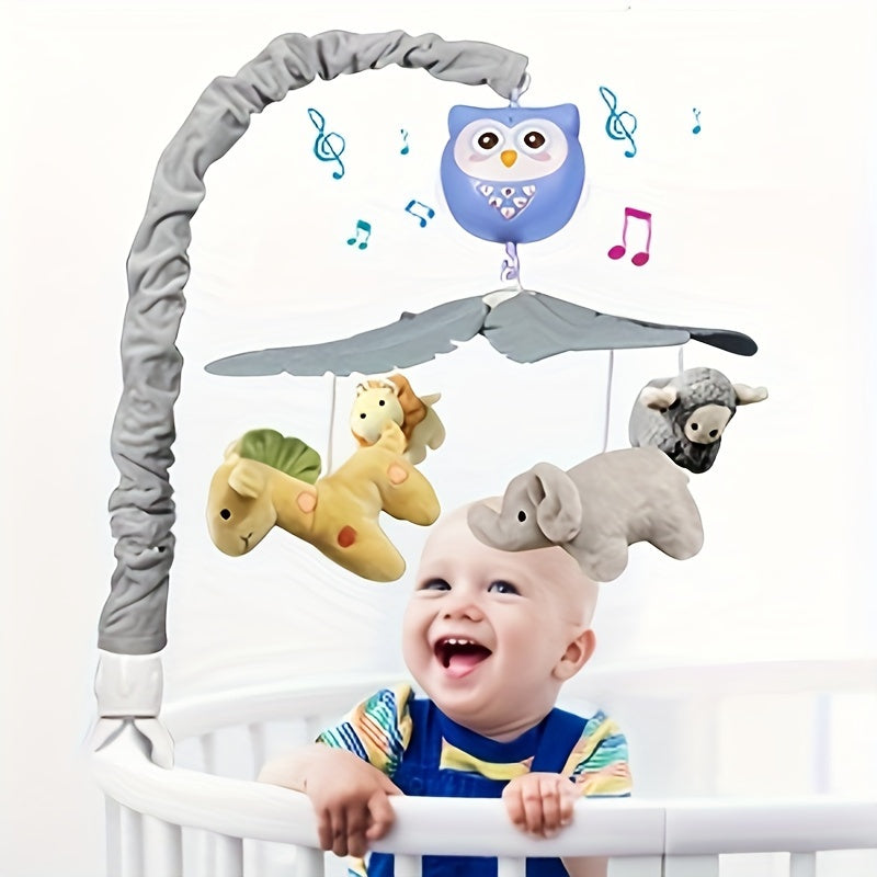 Interactive Baby Crib Mobile with Music & Lights - Adorable Animal Designs for Boys and Girls, Portable Bassinet Toy for Playtime Fun