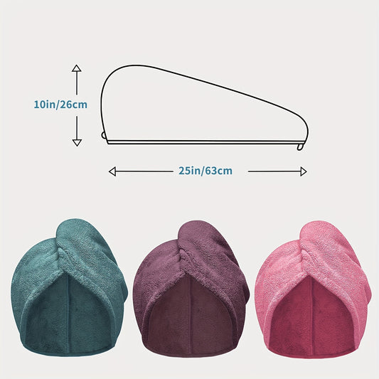 Coral Velvet Solid Color Dry Hair Cap for Women Thickened Quick-Drying Cap Water-Absorbent Double-Layer Towel Shower Cap Turban