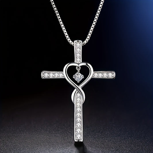 Exquisite Sparkling Crystal Cross Pendant Necklace Ladies Luxury Zircon Thin Chain Necklace For Women Fashion Party Jewelry Gift