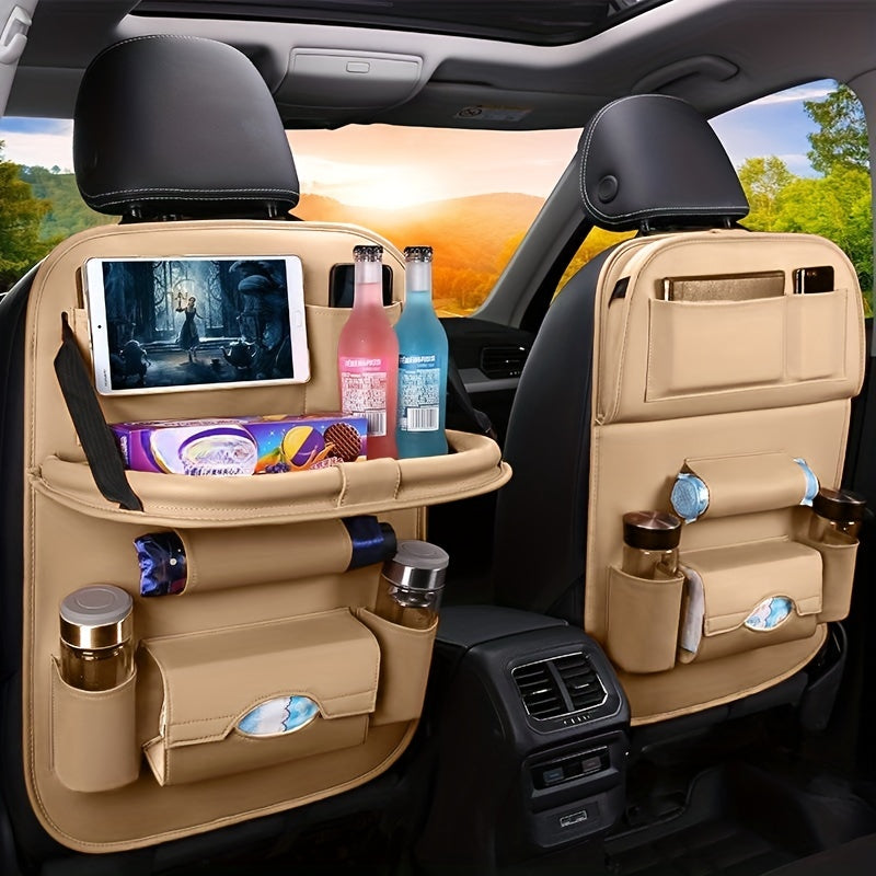 Car Seat Back Pad Bag Organizer Foldable Table Tray Travel Storage Bag Dining Table Drinks/Tissue/Pad Container