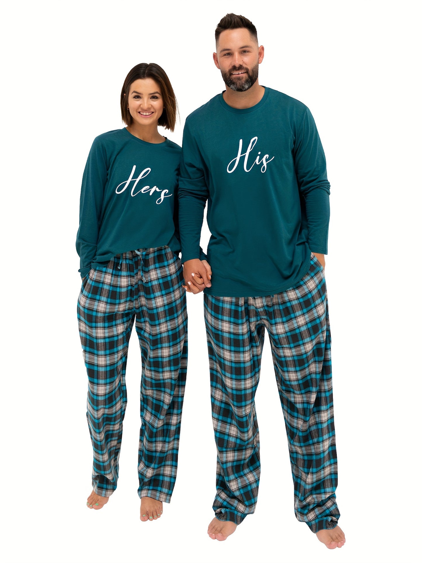 AW BRIDAL Valentine's Day Gift 4-piece Couple Pajamas, Unisex Pajama Sets, Lightweight 100% Cotton, Women's S/M/L, Men's XL