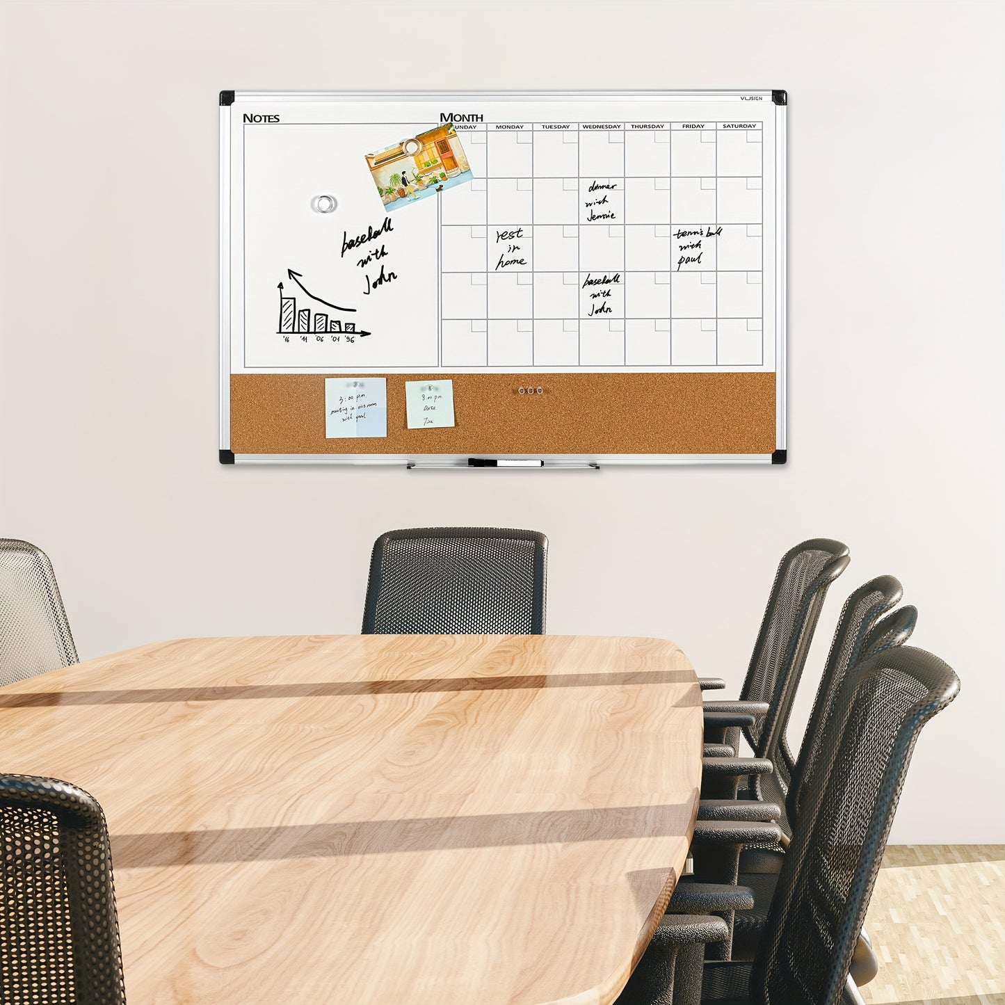 Deli 36''x24'' Dry Erase Board, Accommodates Dry Erase Markers or Magnet holders, Monthly Calendar White Board for Home and Office