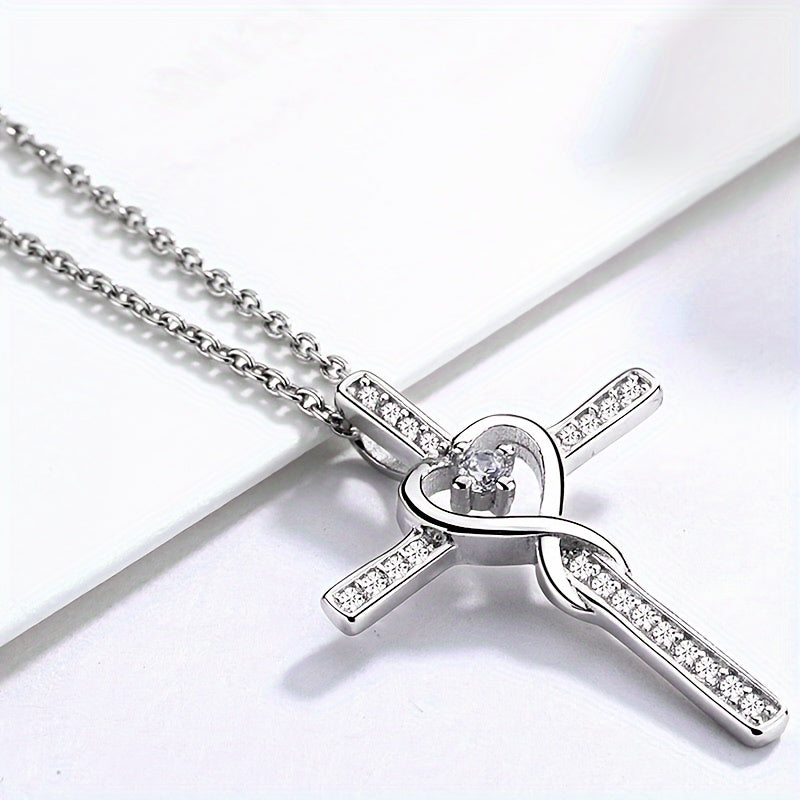 Exquisite Sparkling Crystal Cross Pendant Necklace Ladies Luxury Zircon Thin Chain Necklace For Women Fashion Party Jewelry Gift