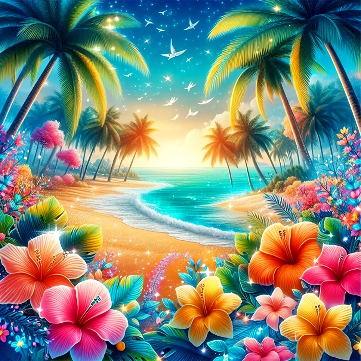 AZQSD 5d Diamond Painting New Arrivals Tree Coconut AB Drill Cross Stitch Suits Hobby Creative Embroidery Sea Wall Decoration