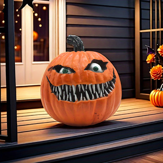 1PC Contemporary Resin Halloween Pumpkin Figurine - Collectible Holiday Decor for Living Room, Weather-Resistant & Waterproof, Perfect for Outdoor, Porch, Entrance Decoration, No Electricity Required