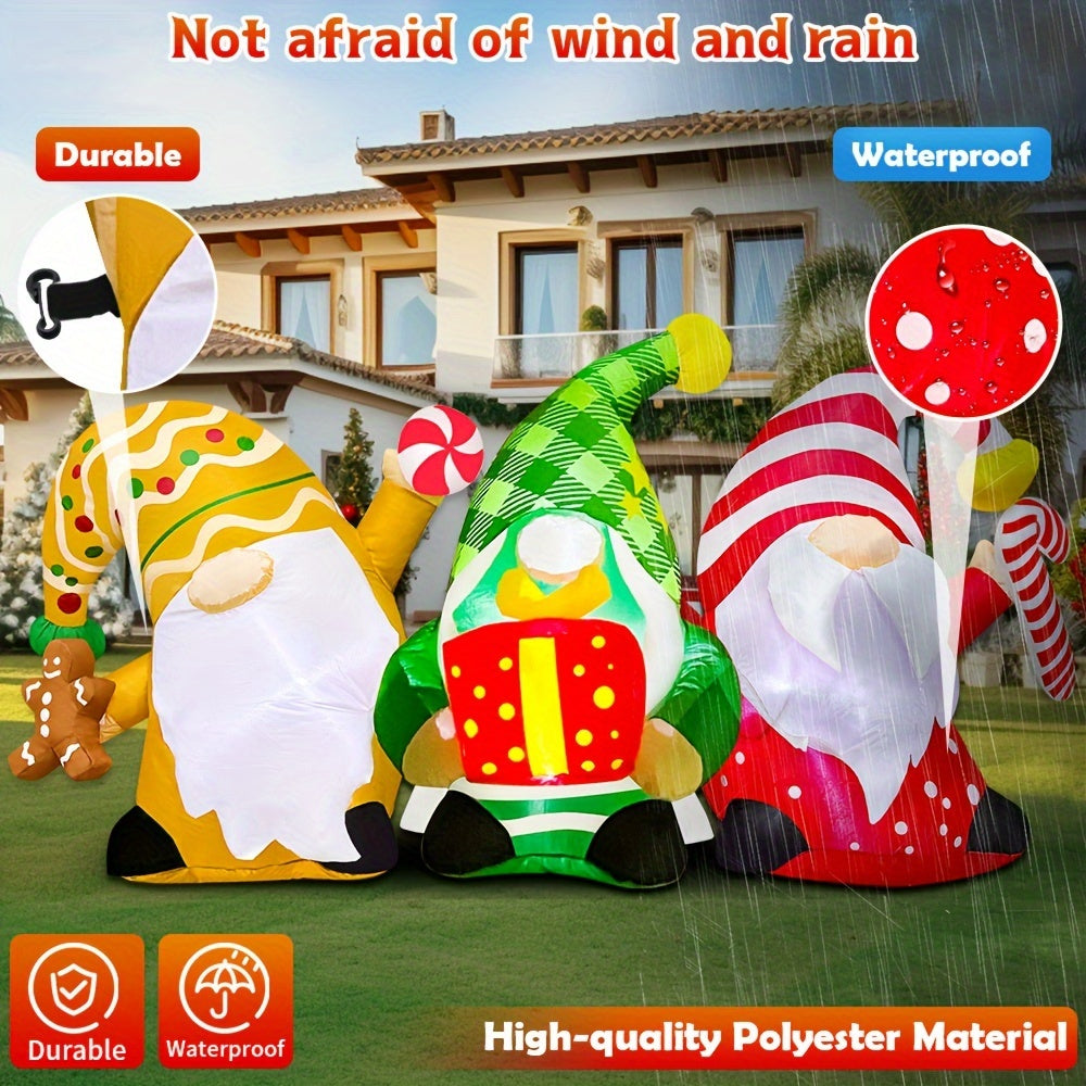 KOOY 6FT Inflatable Three Gnome, Christmas Inflatables Outdoor Decorations Blow Up Yard Decorations For Holiday Outdoor