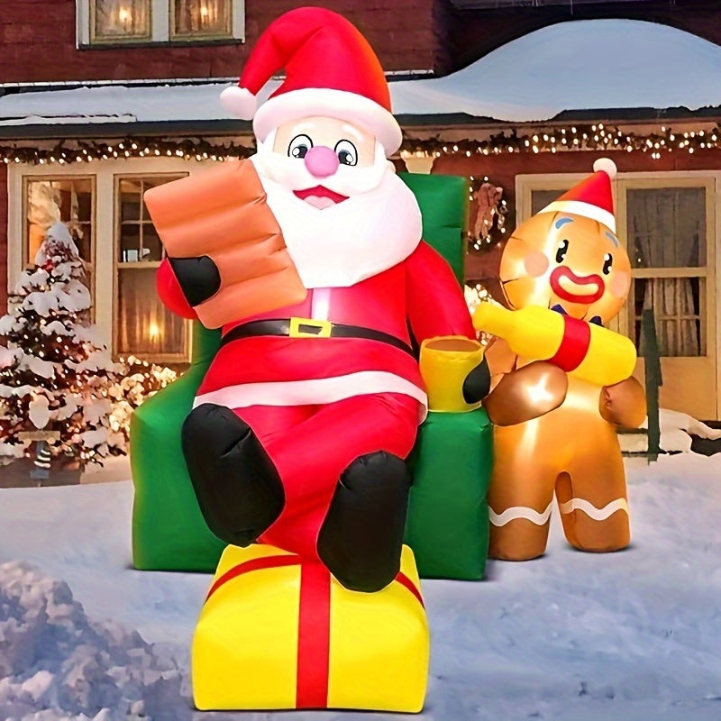 KOOY 5FT Santa Claus Inflatable Decoration, Courtyard Decoration LED Lights Christmas Party Holiday Outdoor Winter Lawn Decoration