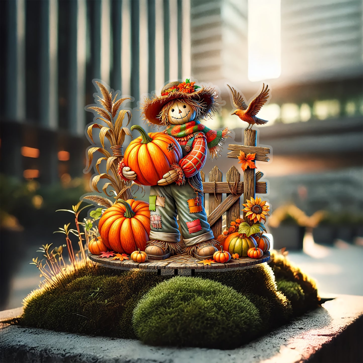 Charming Scarecrow & Pumpkin Garden Stake - Acrylic, Fall Harvest & Thanksgiving Theme, Versatile Outdoor Yard Art Decor, Perfect Gift for Family and Friends