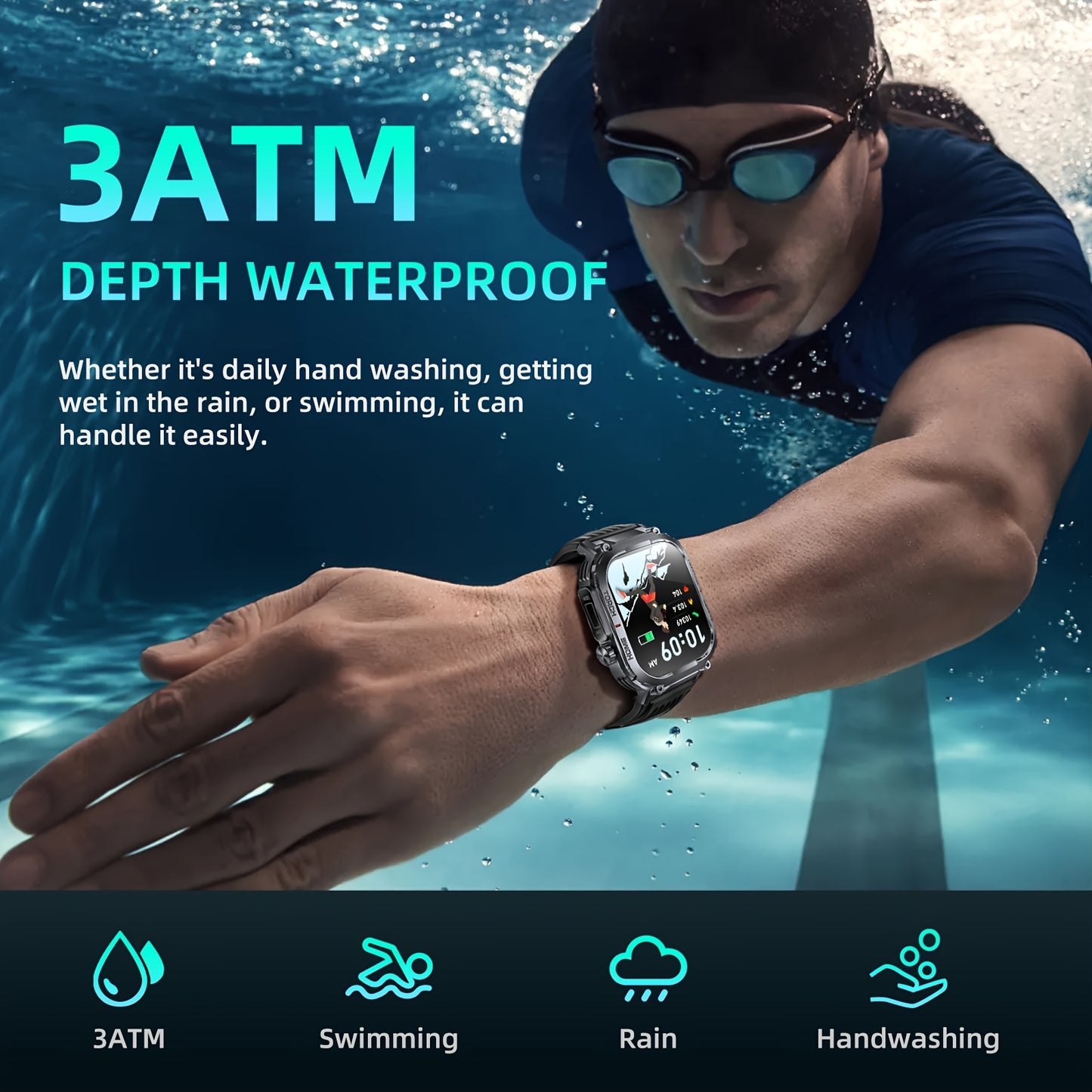 S320B Smart Watch Men Bluetooth Call 3ATM 2.02" Compass LED Flashlight Outdoor Sports Fitness Tracking Light Smartwatch