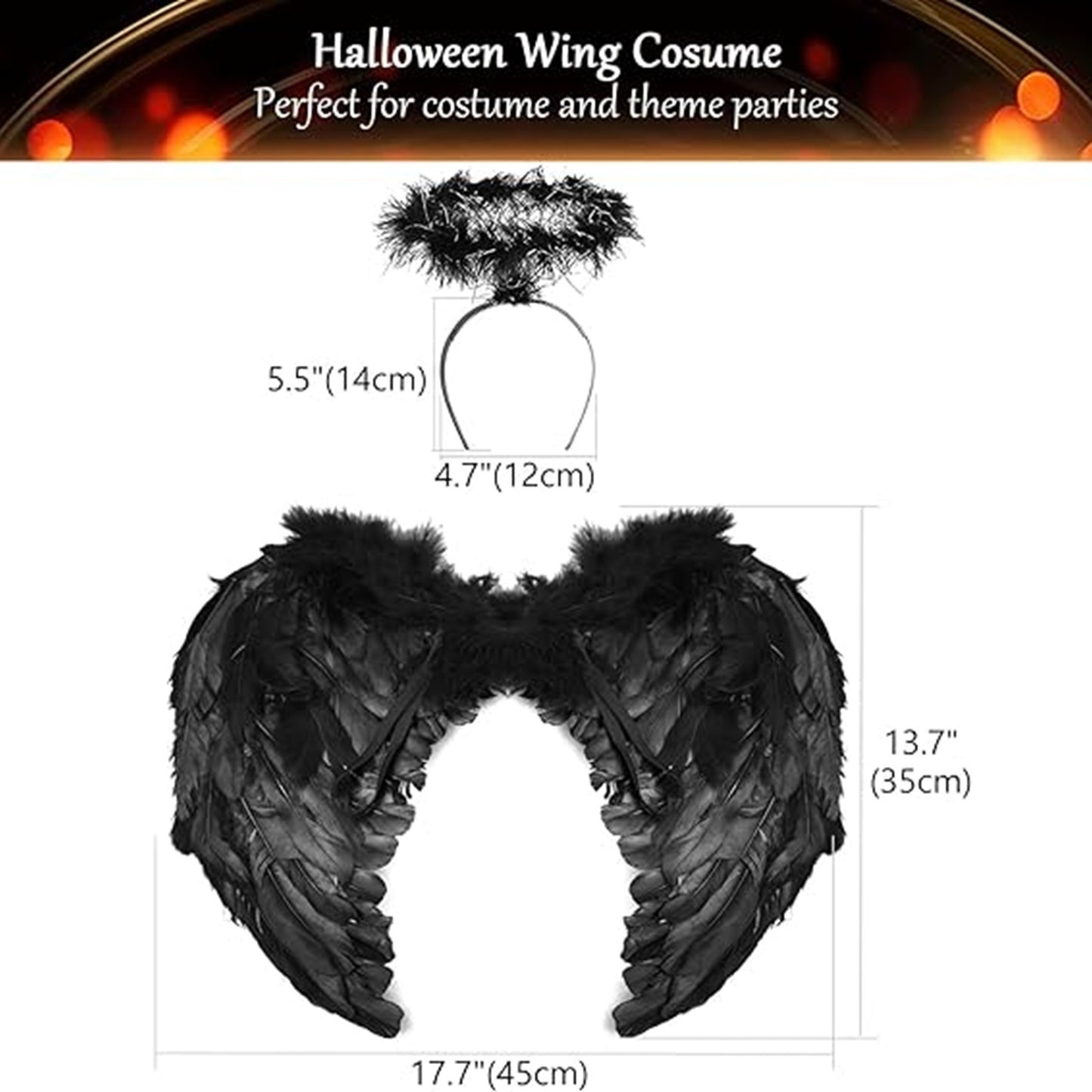 Angel Wing and Halo Headband, Feather Angel Costume, Halloween Cosplay Masquerade Dress Up