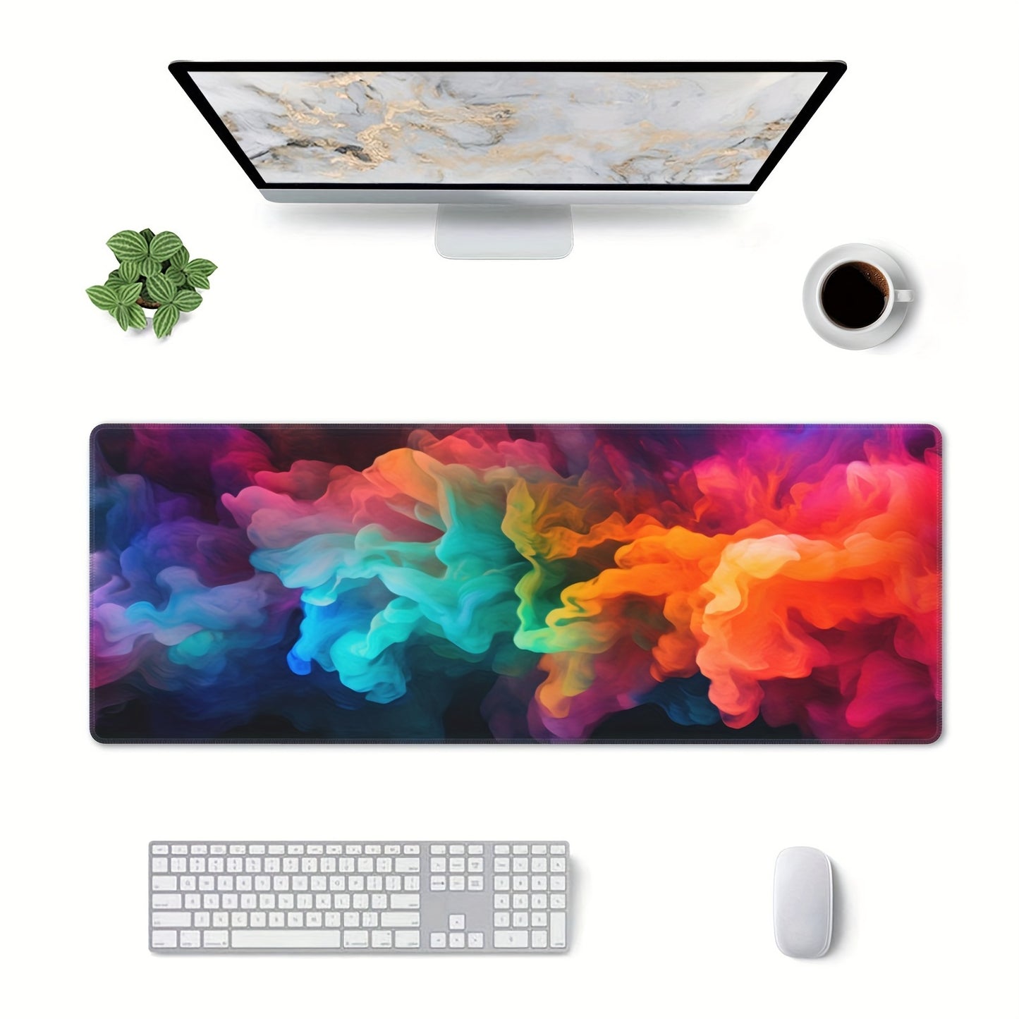 1pc 12*31.5in 3mm large size mouse pad, graffiti tie-dye style, washable non-slip rubber office and gaming computer desk mat, advanced esports mouse pad, Christmas, Halloween and Thanksgiving gifts