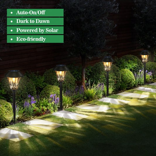 8PK 16Lumens Solar Pathway Lights Outdoor for Garden Yard Auto-on/Off Solar Lawn Landscape Lights for Lawn Patio Yard Garden Walkway Warm Light