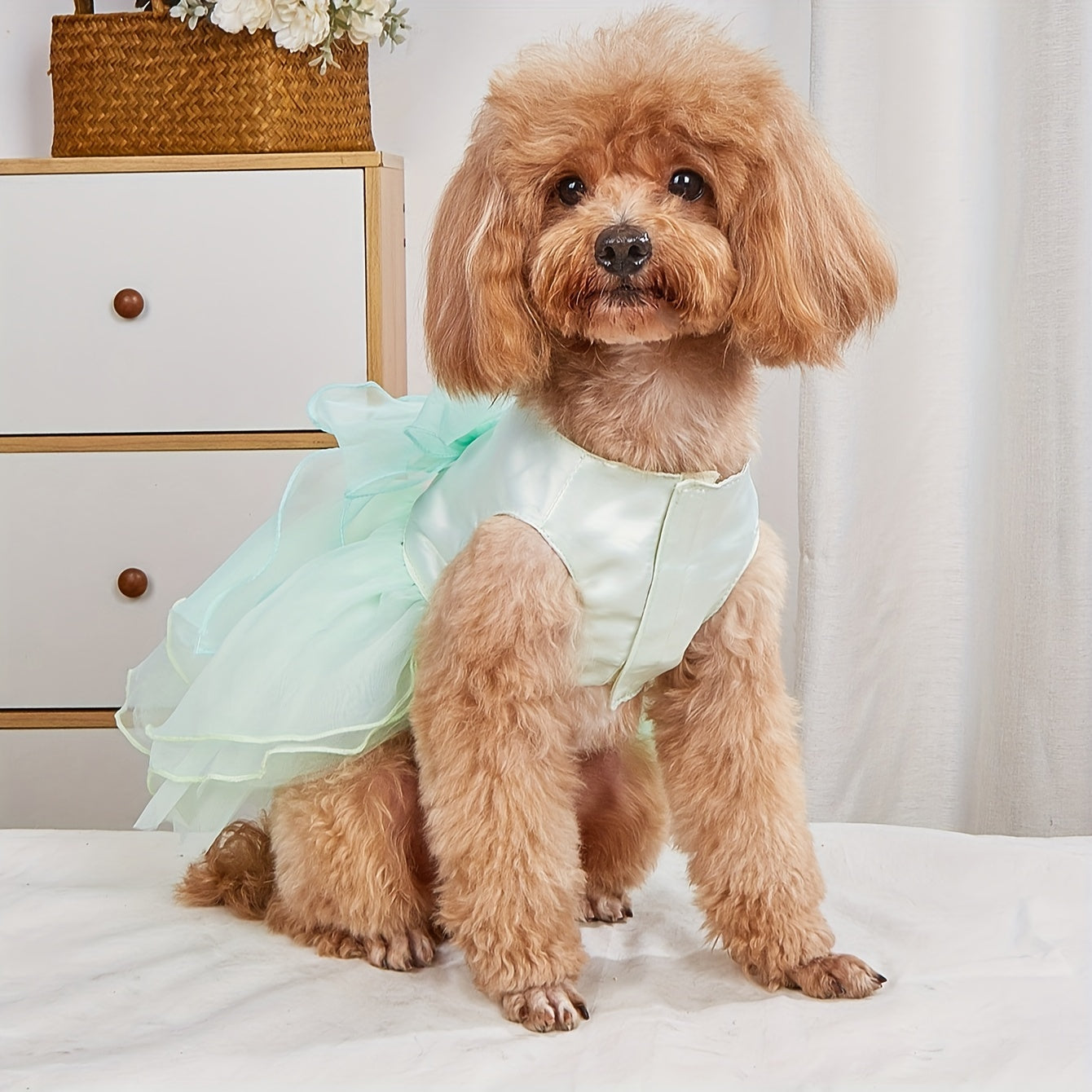 1pc Pet Wedding Dress, Dog Party Tutu Dress, Photo Shoot Costume With Big Bowknot, For Cat Or Dog Mesh Skirt