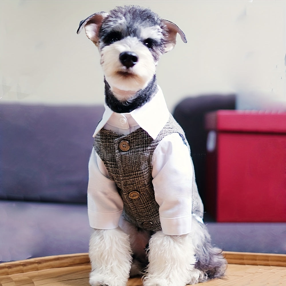 Chic Pet Wedding Vest for Small to Medium Dogs - All-Season Polyester, Button Closure, Shirt Not Included