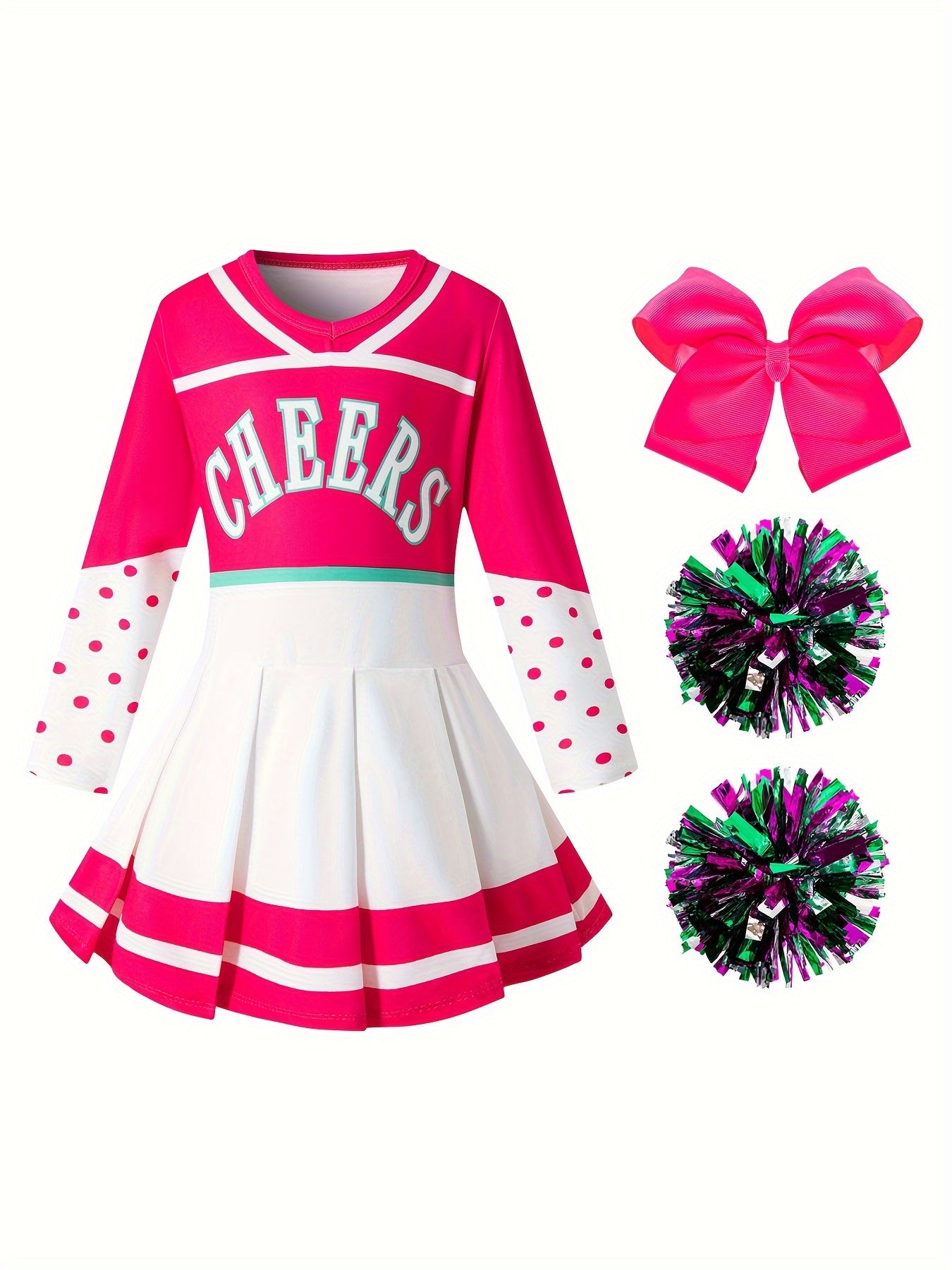 Cheerleader Costume for Girls Halloween Party Dress Up Cheer Uniform